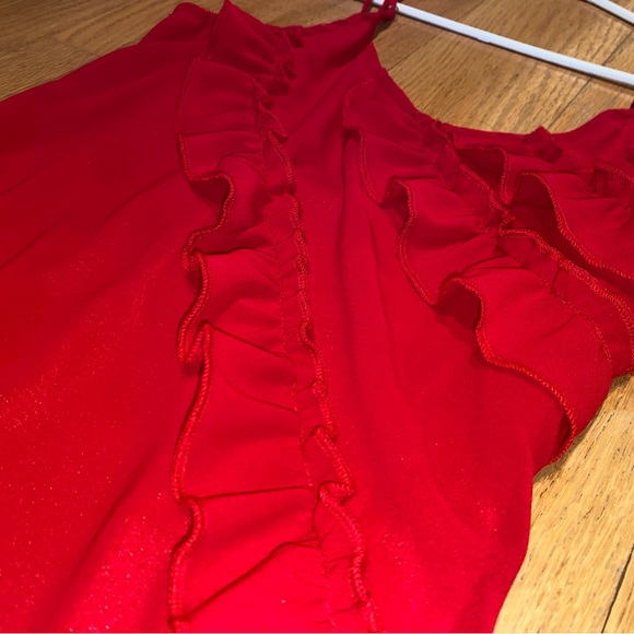 Red Ruffled Maxi Dress - Picture 6 of 7